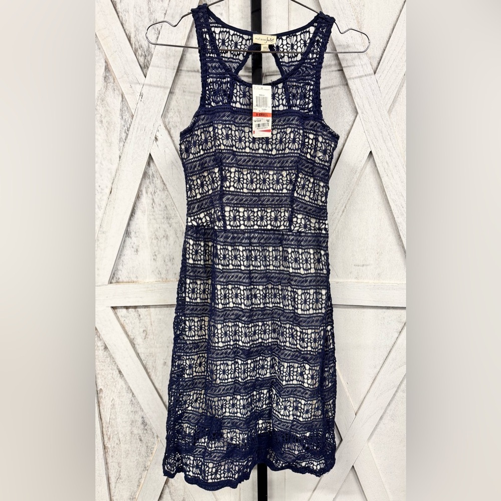 Maison Jules Navy Lace Detail Dress